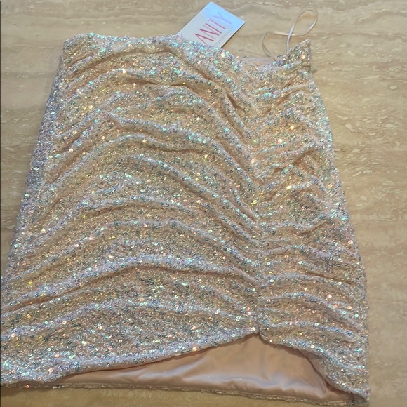 Sequin Mini Skirt size Small Champagne Sparkly Glitter Prom After Party - Picture 1 of 17